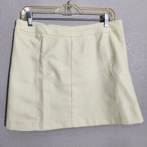 Forever 21 Mini Skirt Vintage-Inspired Cream yellow Faux Leather A-Line  Zipper